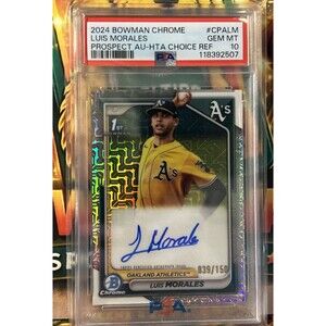 2024 LUIS MORALES 1st Bowman Chrome Mojo Prospect AU-HTA REF Auto /150 PSA 10